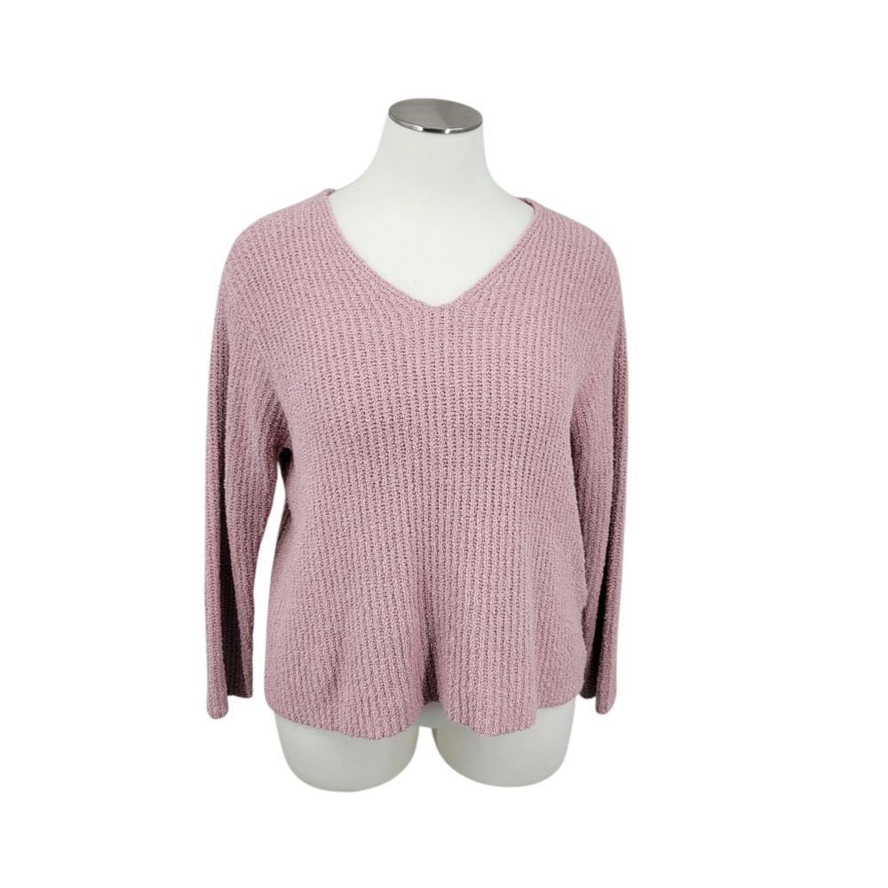Eileen Fisher Organic Cotton Cashmere Textured Knit Vneck Sweater NEW XL